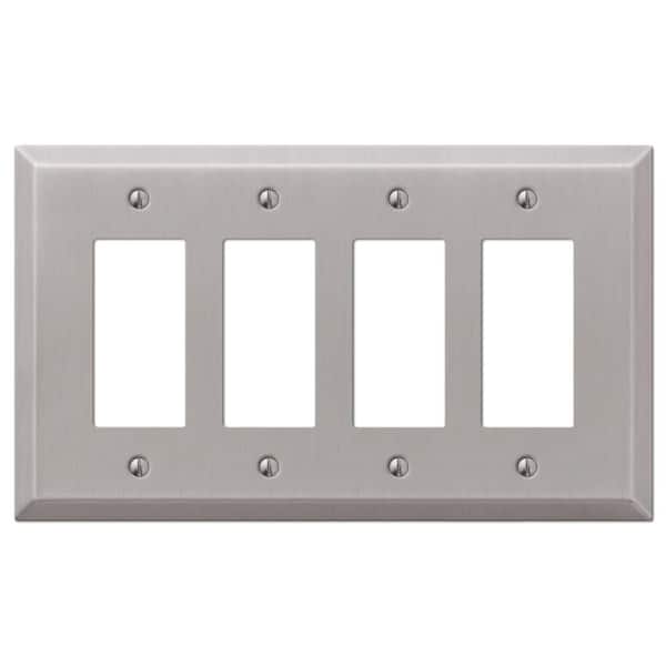 Oversized 4-Gang Brushed Nickel Decorator/Rocker Metal Wall Plate