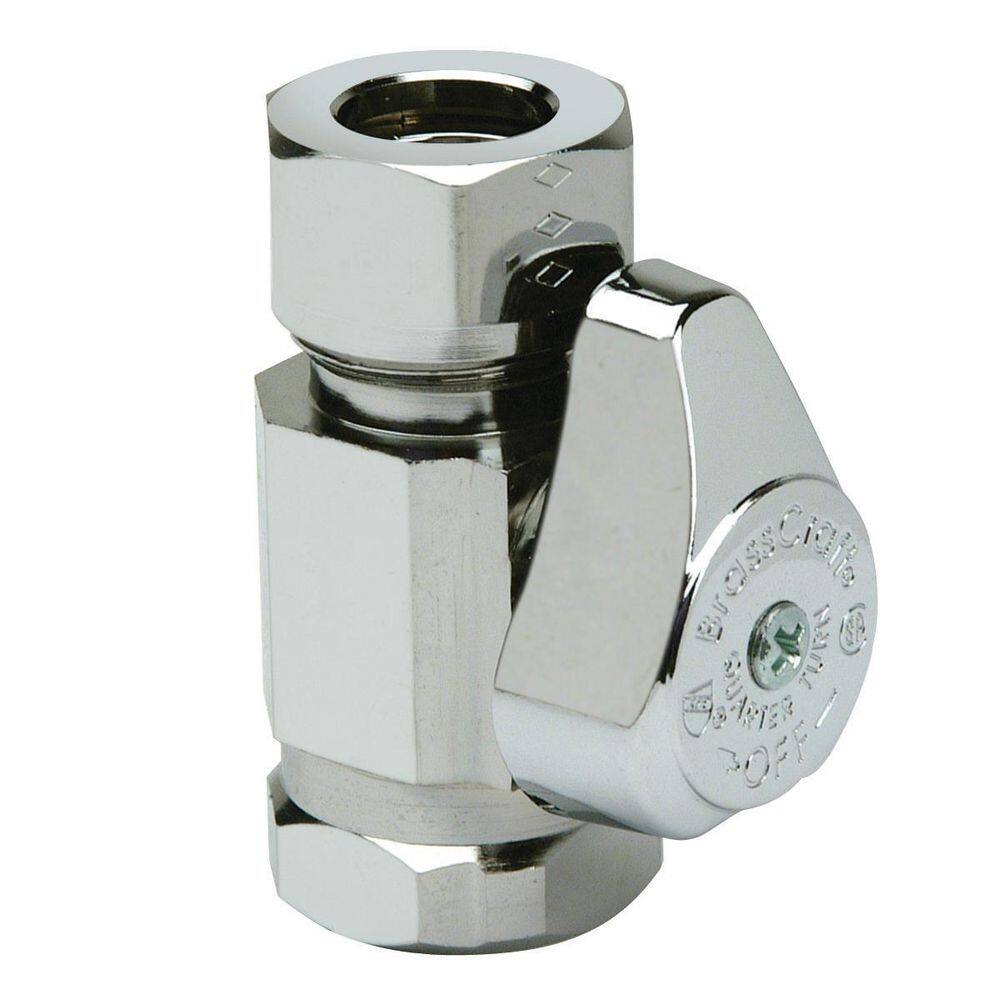 1/2 in. FIP Inlet x 7/16 in. & 1 /2 in. OD Slip-Joint Outlet Brass 1/4-Turn Straight Stop price history on PriceWatchPro