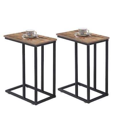 11 in.W Gray C Shaped End Side Couch Table, Snack Style for Living Room, Sofa, TV Tray (Set of 2)