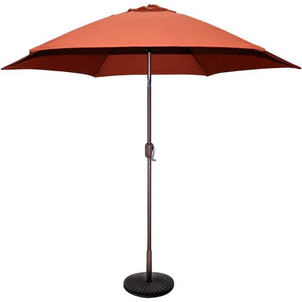 Dyiom 9 ft. Aluminum Beach Umbrell Bronze Patio Umbrella with Rust Cover Polyester Base Not included