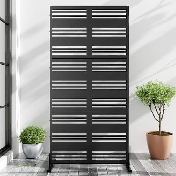 72 in. x 35in. Black Privacy Screen Galvanized Freestanding Panel