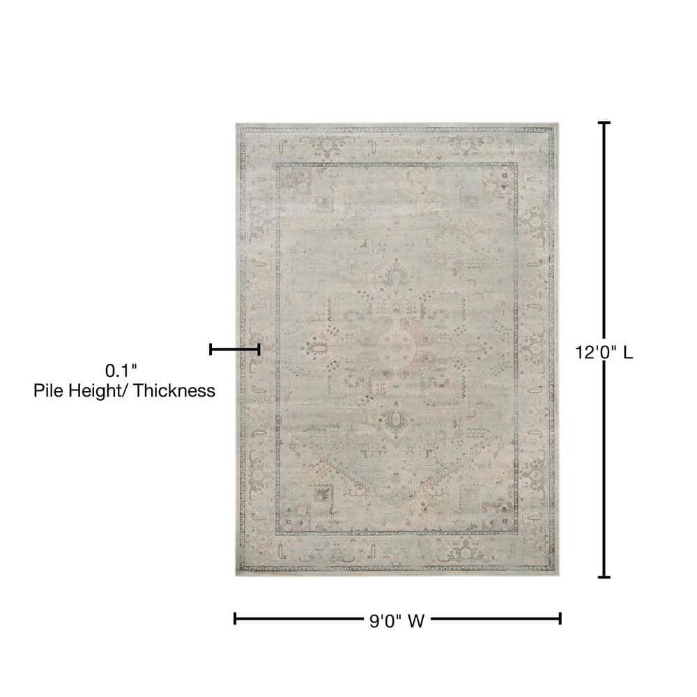 Light Blue Rectangular Viscose Reversible 9' x 12' Area Rug