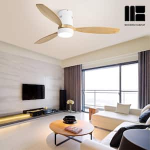 Blade Span 52 in. Indoor Oak Modern Ceiling Fan with LED Bulb Included with Remote Included