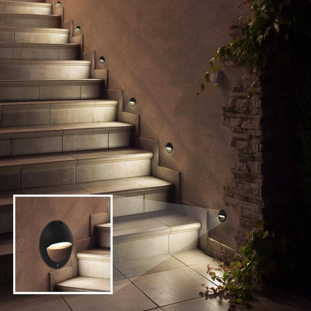 Matte Black 3-Watt LED Outdoor Pathway Step Light