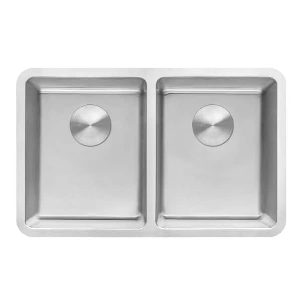Modena 31 in. Undermount 50/50 Double Bowl 16-Gauge Stainless Steel Kitchen Sink with Gently Rounded Corners