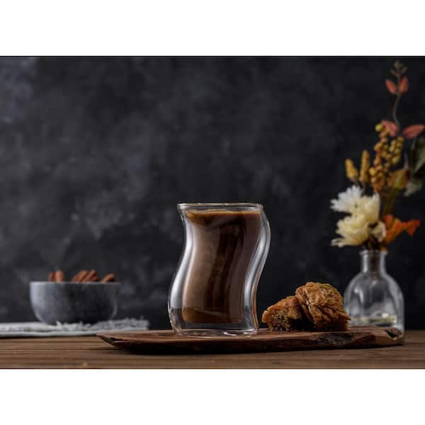 Pivot Lead Free Double Wall Glass Mug, 8 oz. (Set of 2)