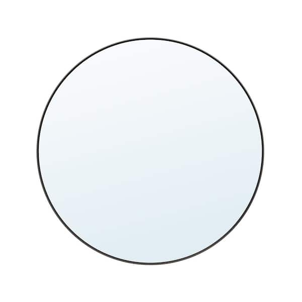 Eoviamne 32 in. W x 32 in. H Round Aluminum Framed Wall-Mounted Bathroom Vanity Mirror in Matte Black Modern Large Circle Mirror