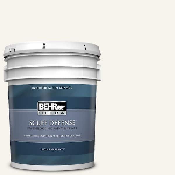 BEHR ULTRA 5 gal. #730A-1 Smart White Extra Durable Satin Enamel Interior Paint & Primer