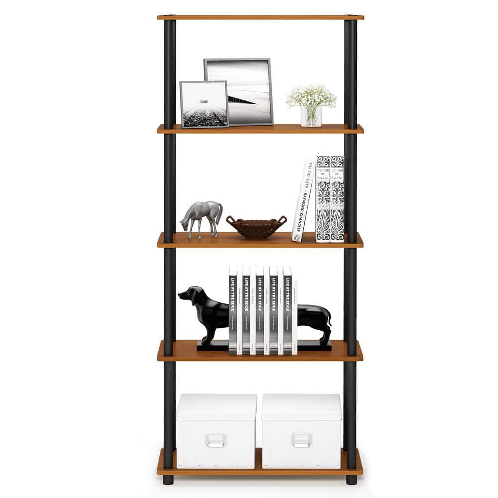 Laminated Black & Light Cherry 5-Tier Round Tube Shelf