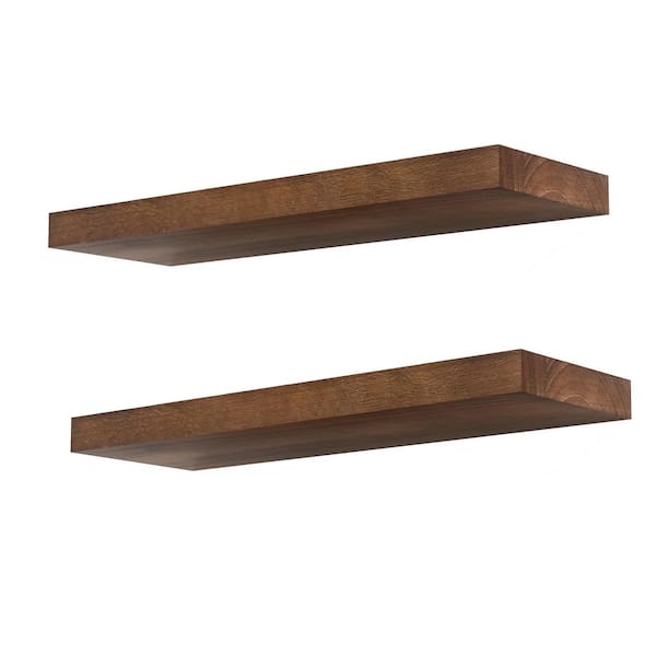 24 in. W x 8.1 in. D Walnut Floating Shelves Decorative Wall Shelf (Set of 2)