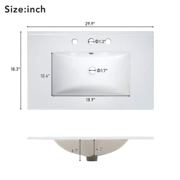 30 in. W x 18 in. D x 34 in. H Freestanding Bath Vanity in Green with White Ceramic Top