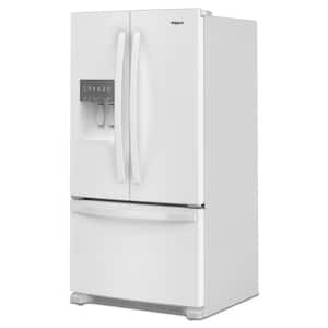 36 in. 24.7 cu. ft. Wide French Door Bottom Mount Refrigerator in White with Maximum Ice Capacity