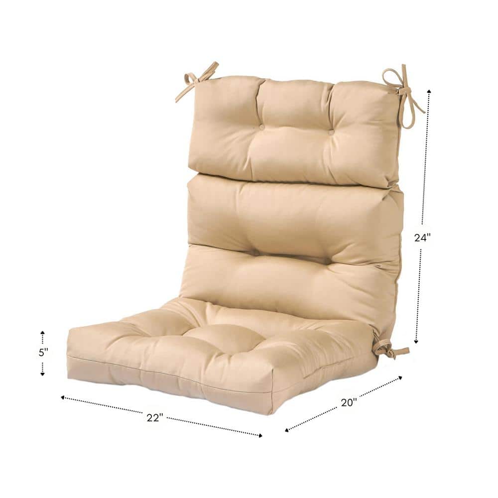 Stone Tan Outdoor High Back Chair Cushion