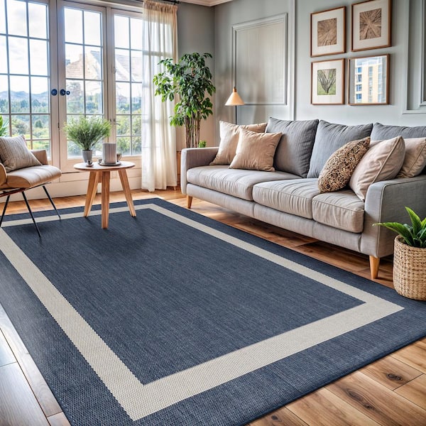 Dark top Blue Border Carpet Home Modern Rugs Living Room Rug