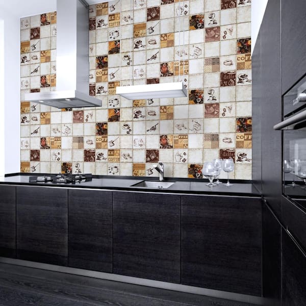 3D Falkirk Retro III 38 in. x 19 in. Bronze Beige Faux Tile PVC Decorative Wall Paneling