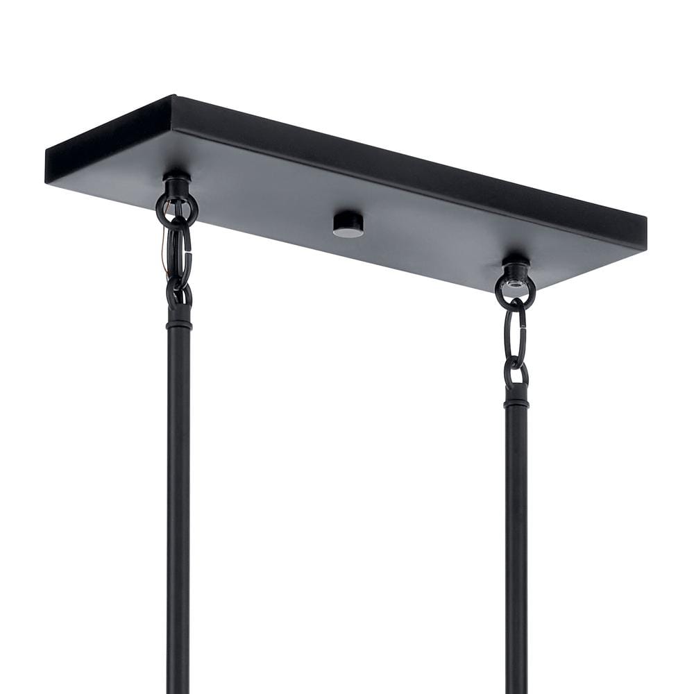 Everett 42 Inch Black and Clear Glass 5-Light Linear Chandelier