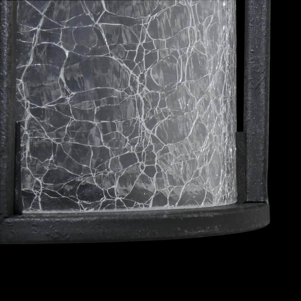 Aged Iron Medium Outdoor LED Lantern with Crackle Glass