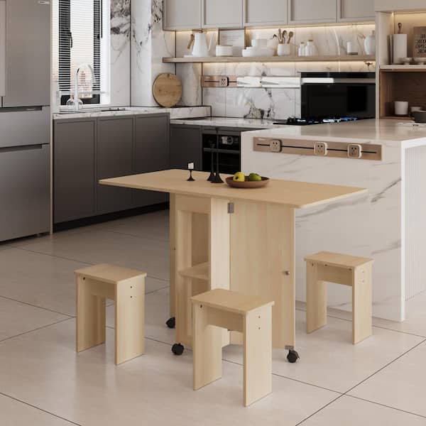 FUFU&GAGA Modern Natural Wood 47.2 in. Trestle Dining Table