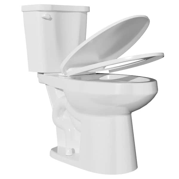 Vomlor 2-Piece 17 in.Tall Toilet 1.28 GPF Single Flush Elongated Toilet in White Standard ADA Chair Height with Soft Close Seat