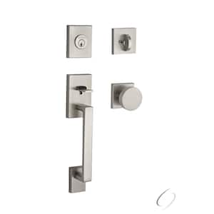 Reserve La Jolla Satin Nickel Single Cylinder Door Handleset with Square Contemporary Knob