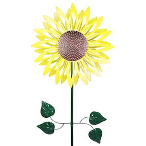 Giant Kinetic Sunflower Dual Spinning 6.03 ft. Yellow Metal Garden Stake