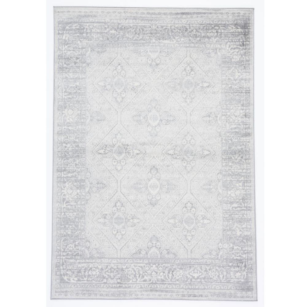 Brentwood 5 ft. x 8 ft. Gray/Ivory Distressed Ornate Border Area Rug price history on PriceWatchPro