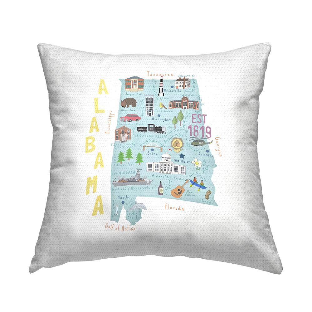 Alabama Landmarks Map USA State Multi-Color Square Outdoor Throw Pillow price history on PriceWatchPro