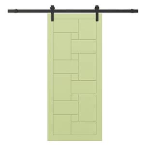 24 in. x 80 in. Sage Green Stained Composite MDF Paneled Interior Sliding Barn Door with Hardware Kit