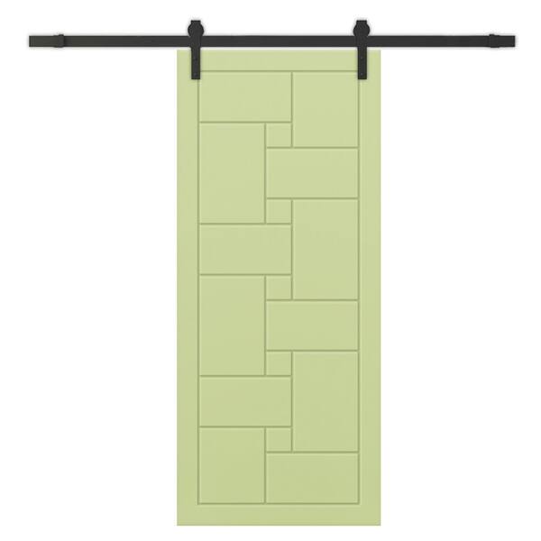 CALHOME 42 in. x 84 in. Sage Green Painted Composite MDF Paneled Interior Sliding Barn Door with Hardware Kit