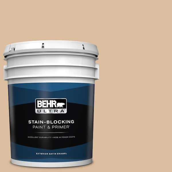 BEHR ULTRA 5 gal. #PPU4-14 Renoir Bisque Satin Enamel Exterior Paint & Primer