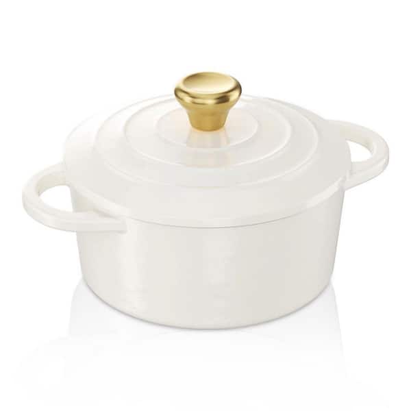 5 qt. Enameled Cast Iron Round Dutch Oven with Titanium Nonstick Coating for Bread Baking Roasting Braising