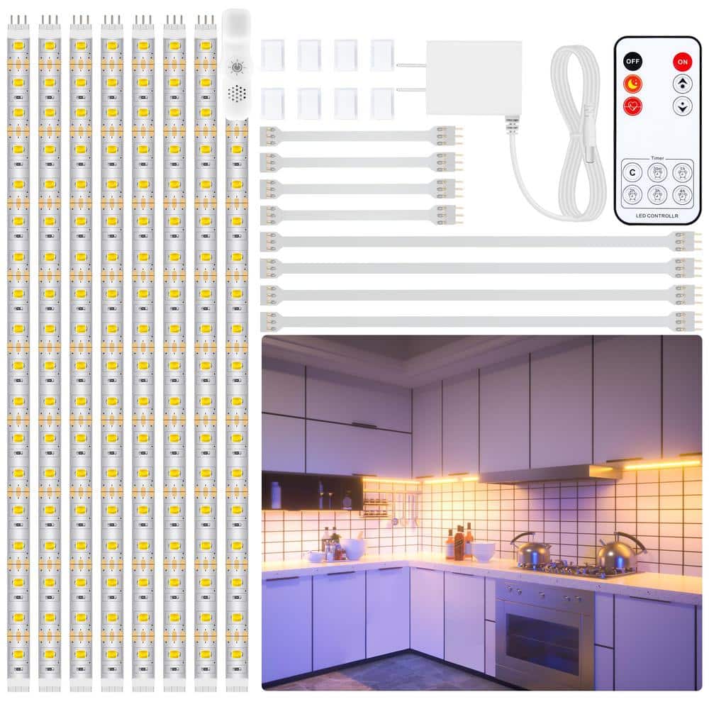 13 ft. 2700K Warm White Flexible LED Strip Lights with Remote and Power Adapter for Kitchen Cabinets, Shelf (8-Pack) price history on PriceWatchPro