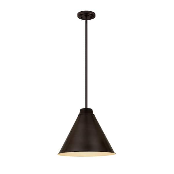 Unbranded Eaton 1-Light Matte Black Pendant with Matte Black Glass Shade