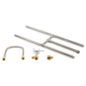 18 in. x 6 in. Stainless Steel H-Burner for Natural Gas with Non-Whistle Flexible Gas Line and Brass Fittings