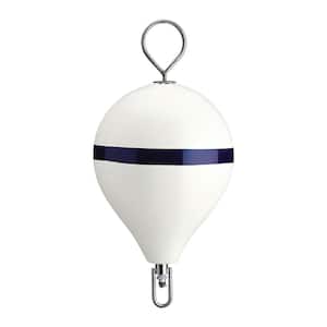CM Series Mooring Buoy - 17 in. x 22 in., White with Stainless Steel Eye