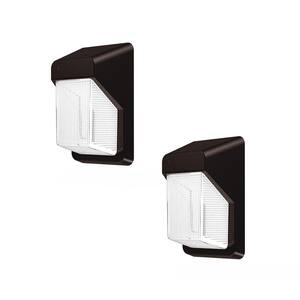Powerwall 200-Watt Equivalent Integrated LED Bronze Outdoor Wall Pack, 3000 Lumens, Commercial Over Door Light (2-Pack)