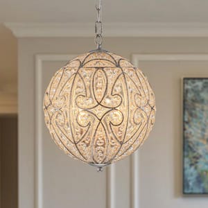 Neuvy 19 in. W 3-Light Brass Cluster Semi-Flush Mount Chandelier with Grape Swirled Glass Shades for Dining/Living