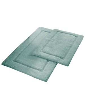 2-Pack Solid Loop Cotton 21x34 inch Bath Mat Set with non-slip backing Spa Blue