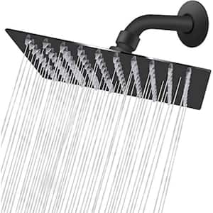 Rain Shower head 3-Spray Patterns with 1.8 GPM 8 in. Wall Mount Rain Fixed Shower Head in Matte Black