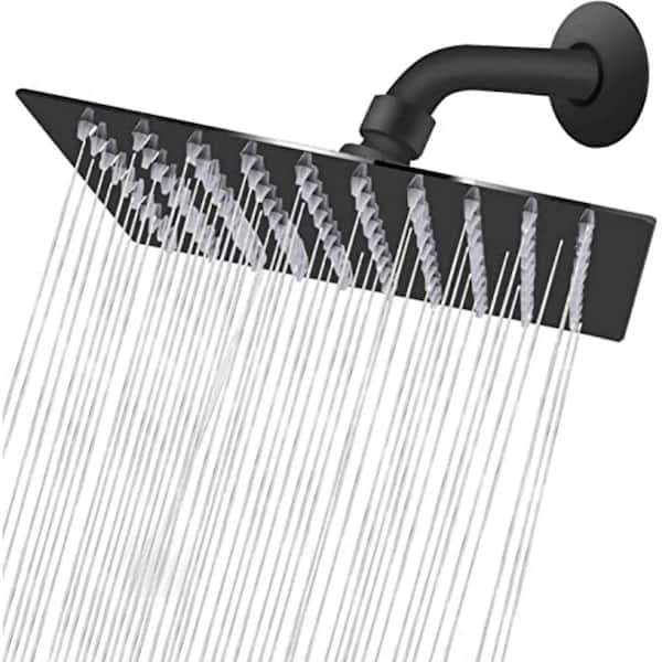 Unbranded Rain Shower head 3-Spray Patterns with 1.8 GPM 8 in. Wall Mount Rain Fixed Shower Head in Matte Black