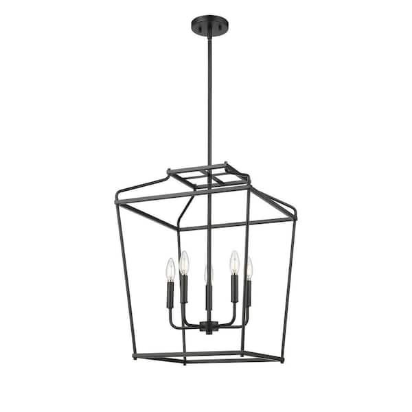 Nellita 18 in. Wide 5-Light Pendant-Matte Black