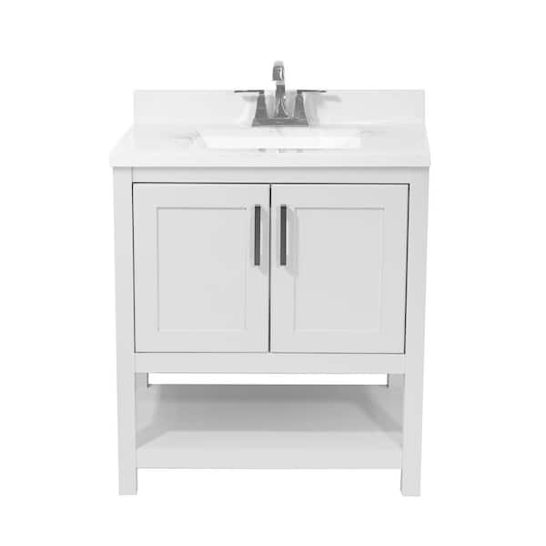 31 in. W Marble Vanity Top in Carrara with White Basin 31 in. W Marble Vanity Top in Carrara with White Basin
