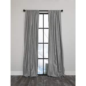 Lucille 54 in. x 108 in. Solid Blackout Thermal Rod Pocket Curtain Single Panel in Grayish Black