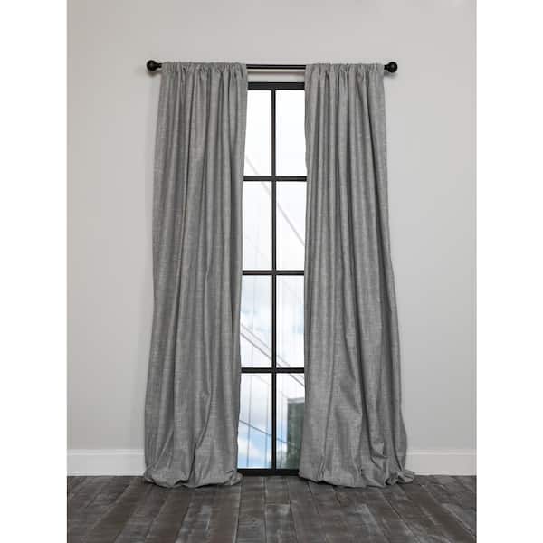 Manor Luxe Black Thermal Rod Pocket Blackout Curtain - 54 in. W x 84 in. L