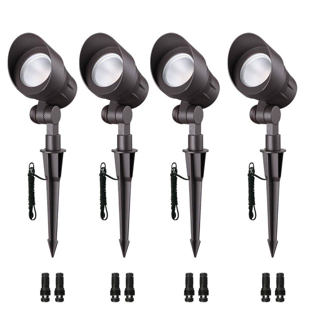 Bronze 4-Pack Low Voltage LED Landscape Spotlights