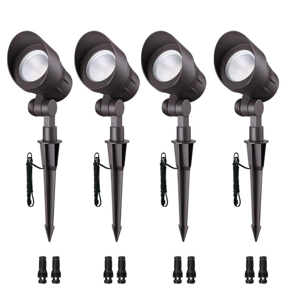 Bronze 4-Pack Low Voltage LED Landscape Spotlights