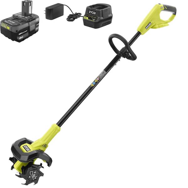 RYOBI ONE+ 18V 8 in. Cordless Cultivator with 4.0 Ah Battery and Charger