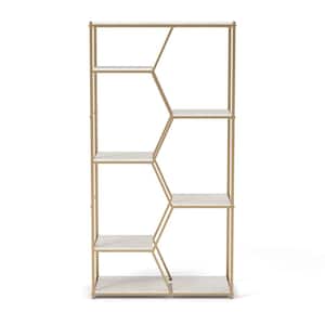 72 in. Champagne Gold Metal 7-shelf Etagere Bookcase with Open Back
