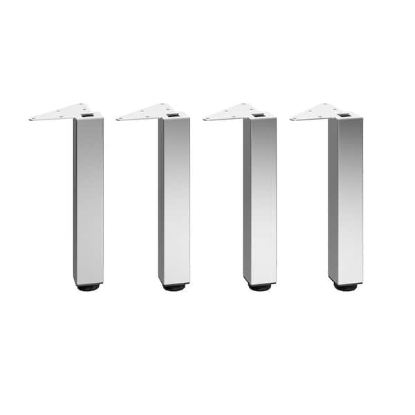 Richelieu Hardware (4-Pack) 11 3/4 in. (300 mm) Chrome Metal Square Furniture Leg with Leveling Glide