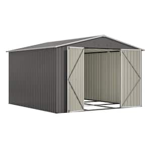 10 ft. W x 10 ft. D Outdoor Metal Tool Storage Shed with Lockable Doors, Vents and Floor Foundation (93 sq. ft.), Gray